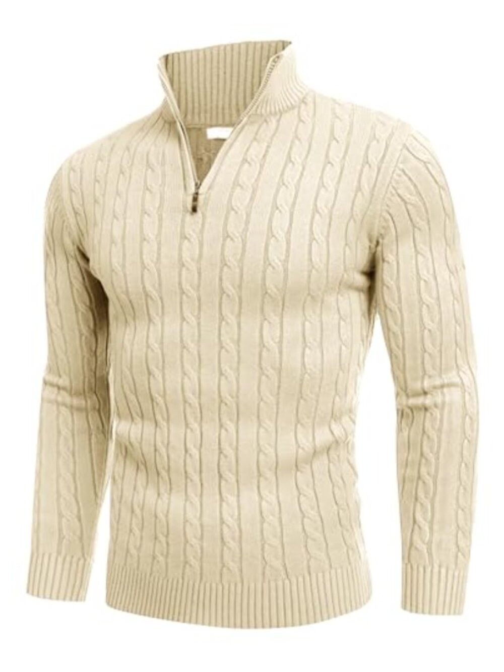 Quarter Zip Sweater Knitted Slim Fit Casual Turtleneck Pullover Mock Neck